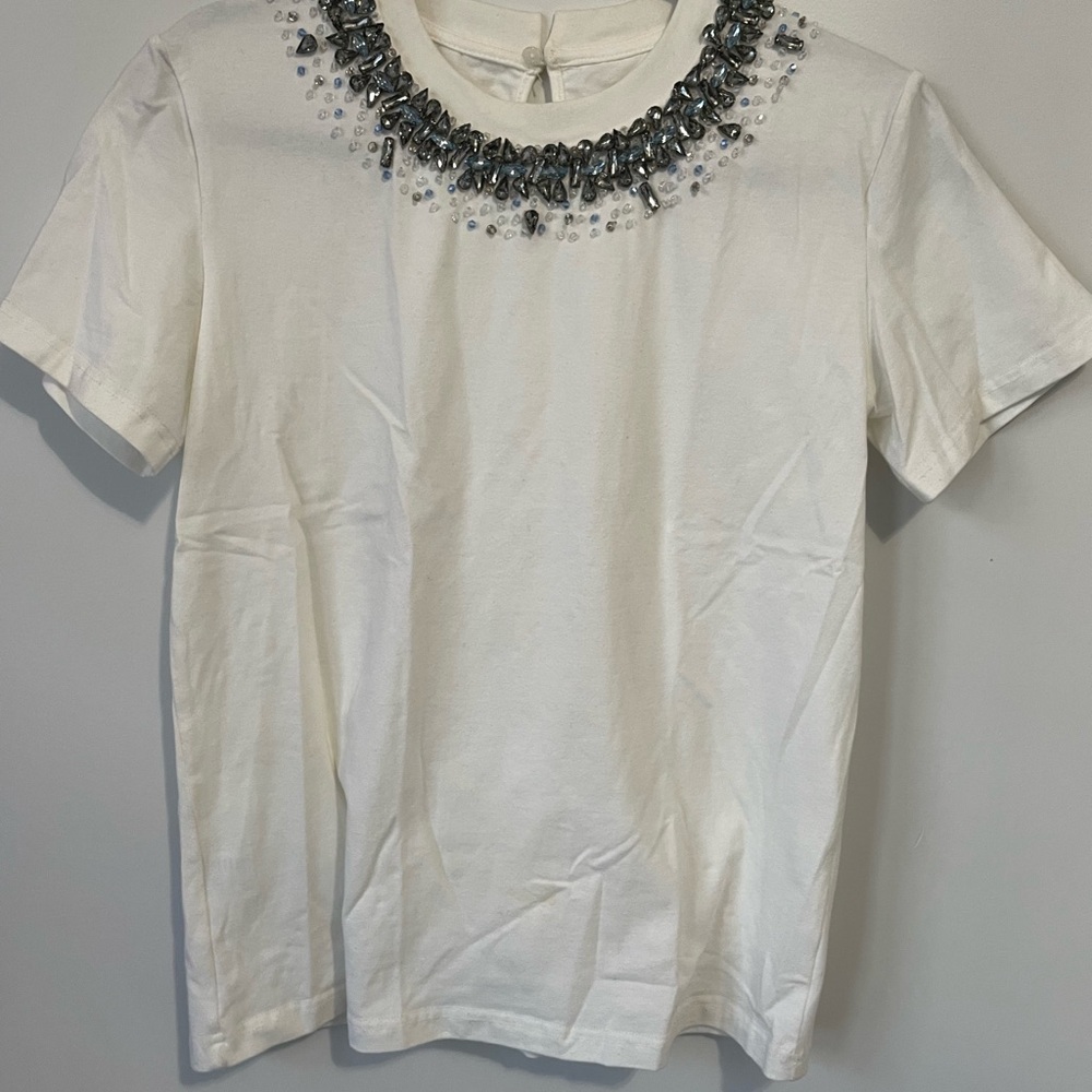 Embellished White Women's Top